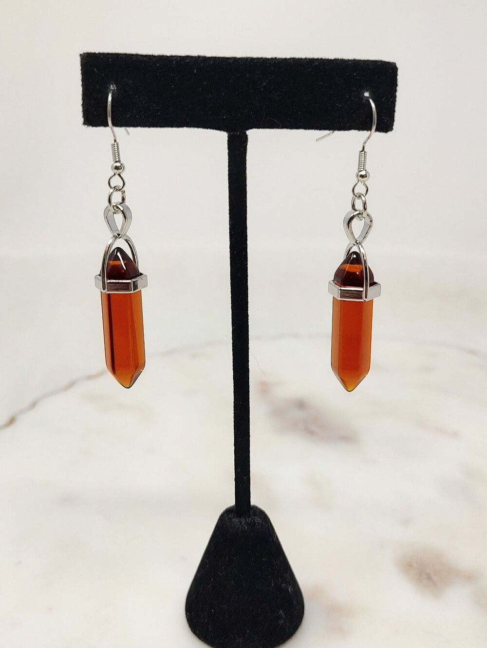 Amber Crystal Style Point Drop Earrings - Women's jewelry